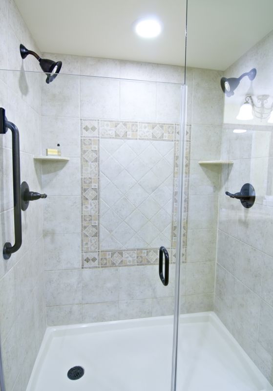 Tiled Shower with Glass Door